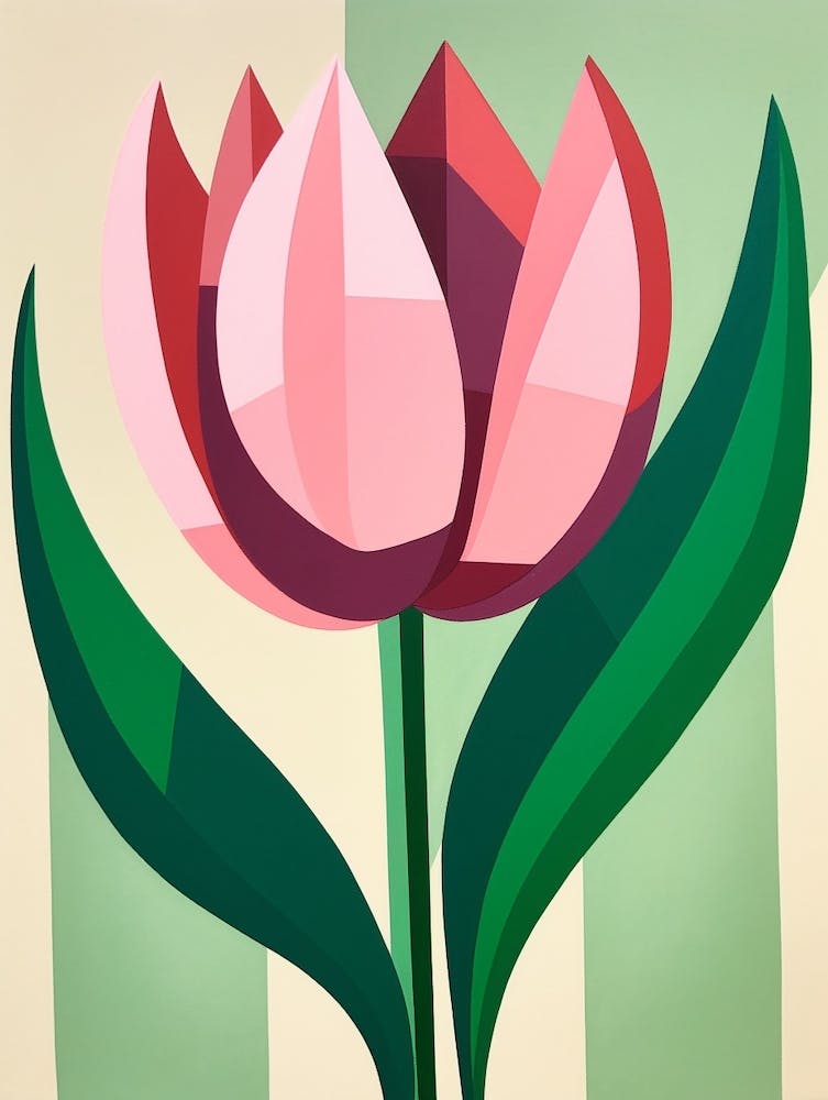 Cut Out Style Flower Art Tulip 1