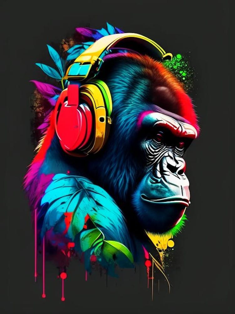 Gorilla With Headphones Gorillas Tattoo 1