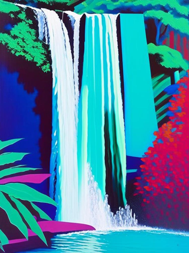 Waterfall Waterscape Colourful Pop Art 1
