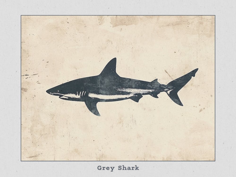 Grey Shark Silhouette 8 Poster