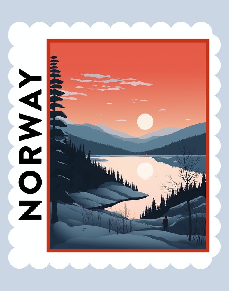 Norway 3 Travel Stamp Poster