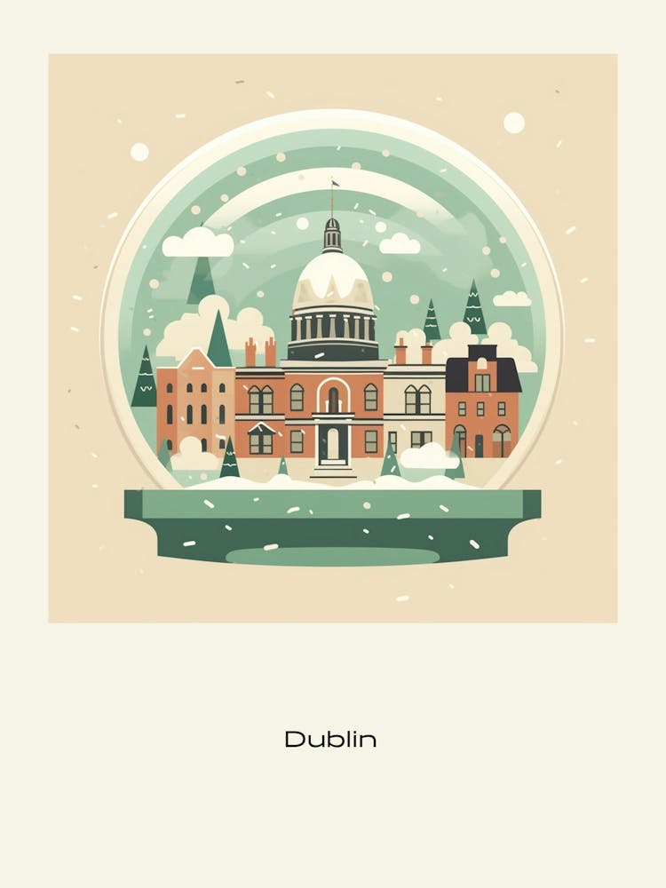 Dublin Irland Schneekugel-Poster