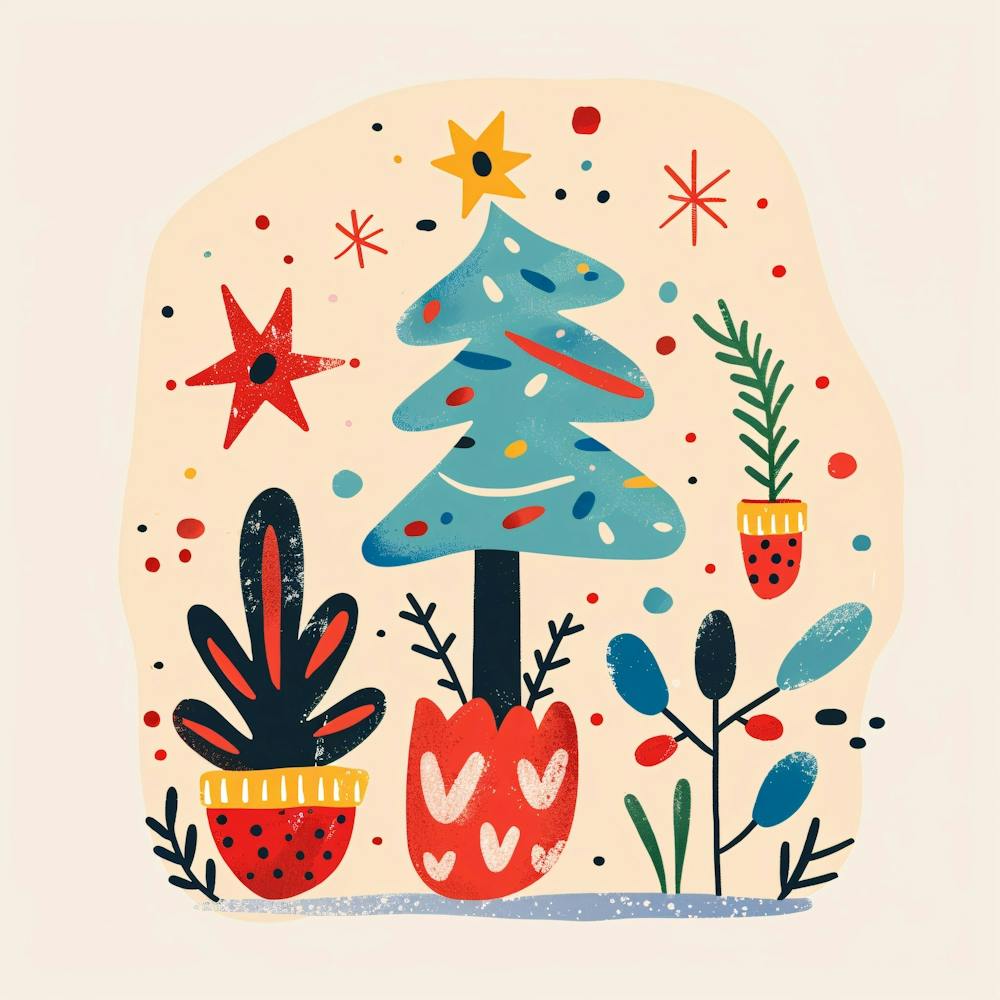Christmas Tree Minimal Illustration