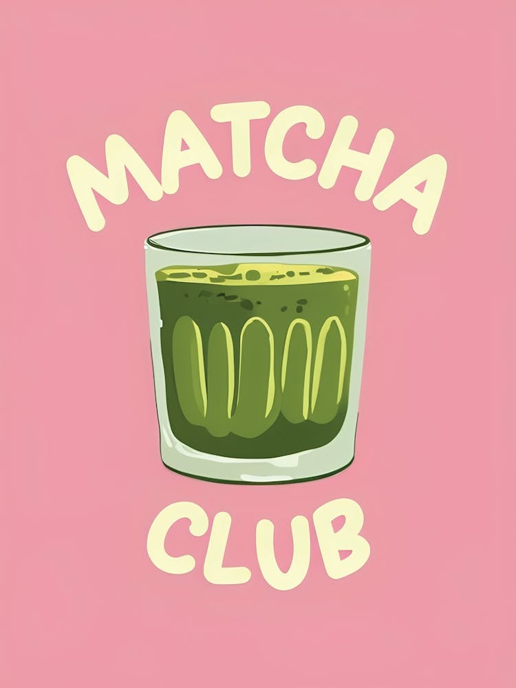 Matcha Club Print - Pink Kitchen Decor