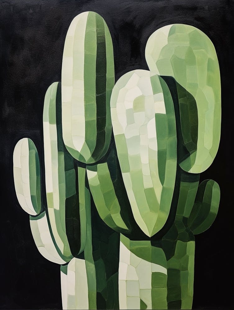 Modern Abstract Cactus Painting Devils Tongue Cactus 4
