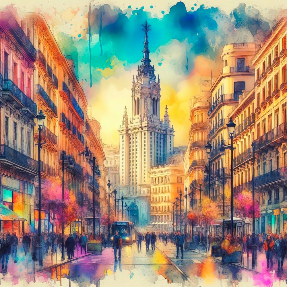 Madrid Cityscape Watercolor Painting 2