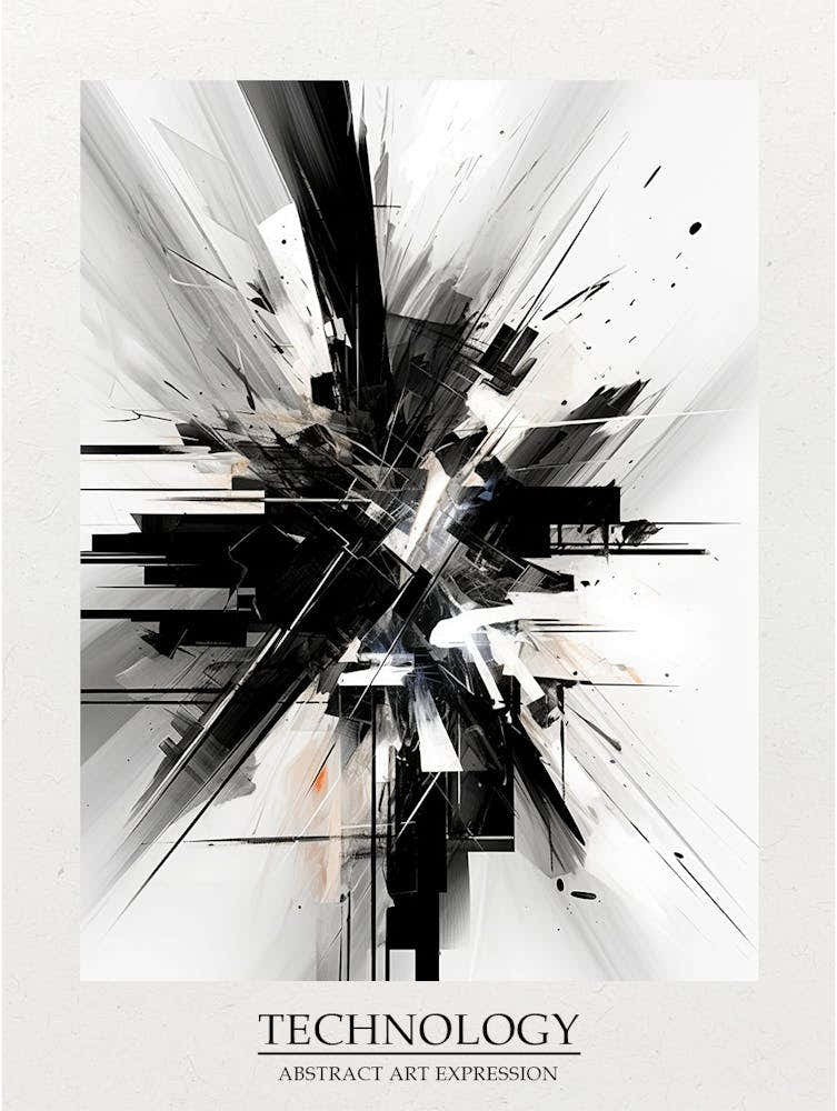 Technology Abstract Black And White 1 Poster