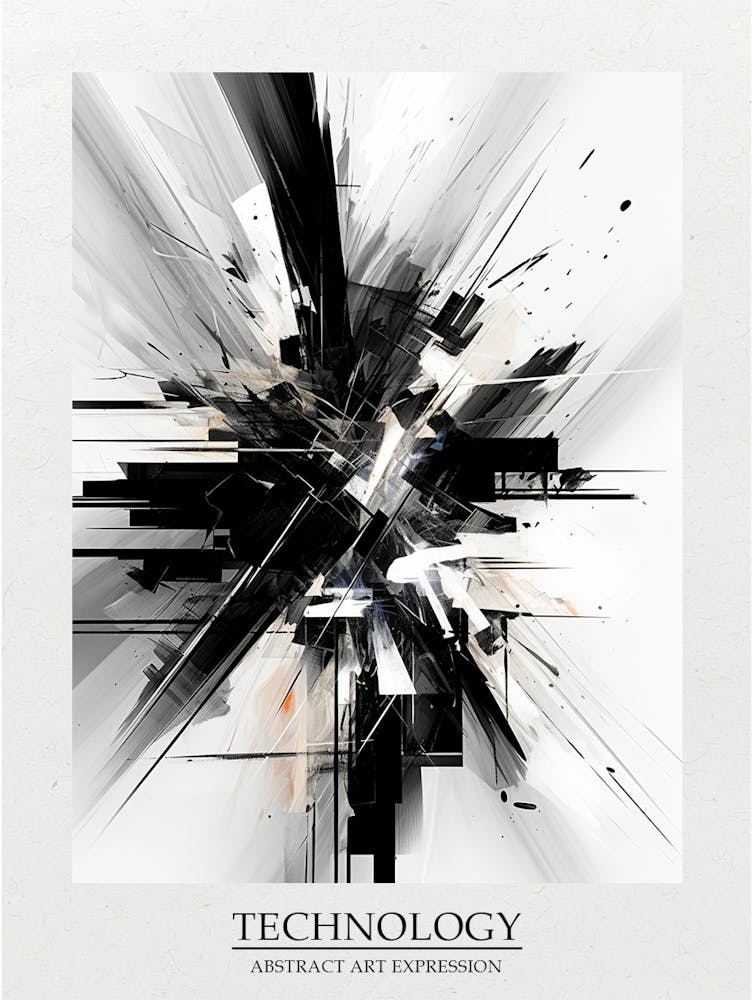 Technology Abstract Black And White 1 Poster
