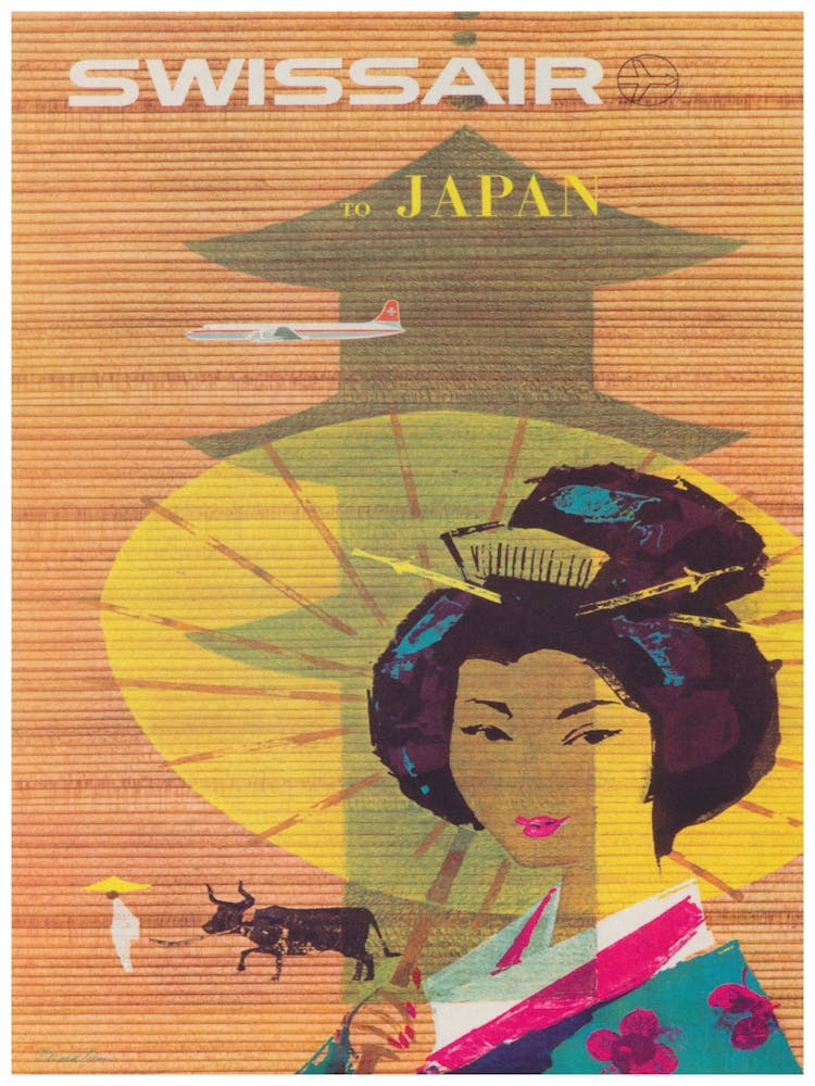 Japan Vintage Travel Poster, Geisha Girl