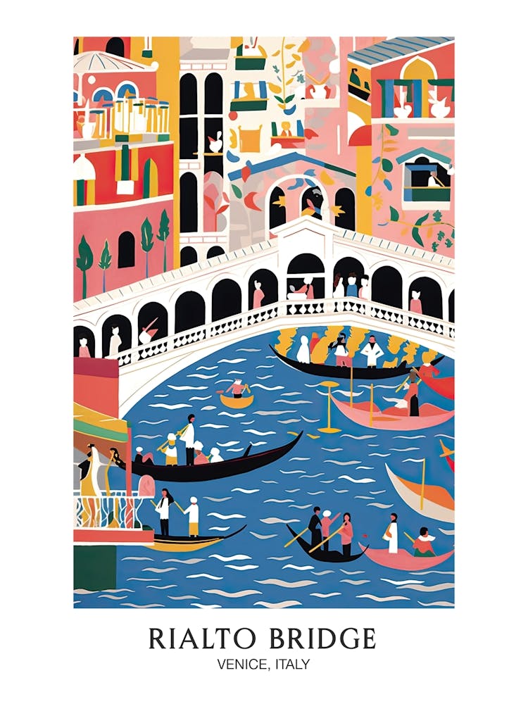 Rialto Bridge, Venice Italy Colourful 2 Travel Poster