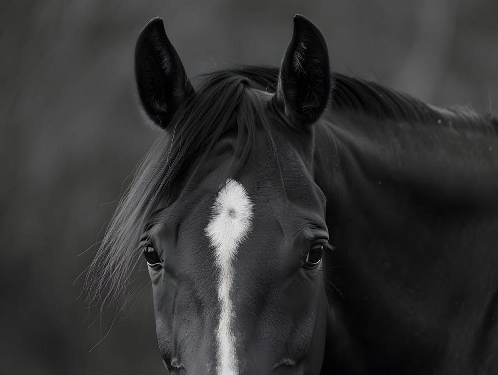 Auffälliges Monochromes Pferd - Schwarz-Weiß Pferde-Wand