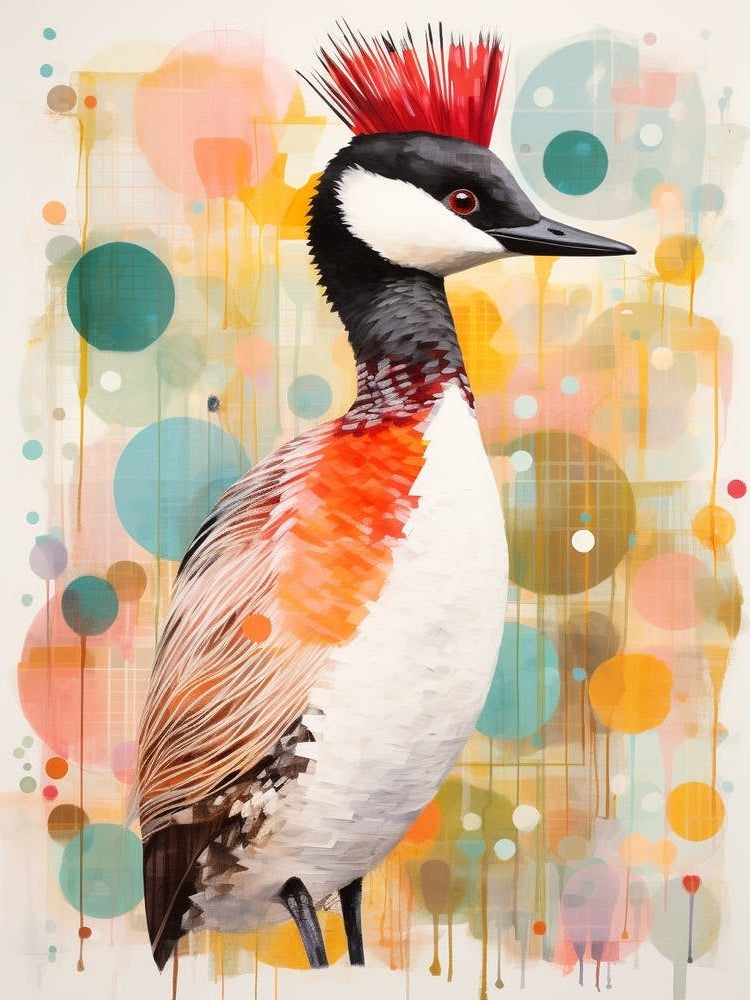 Bird Painting Collage Grebe 4
