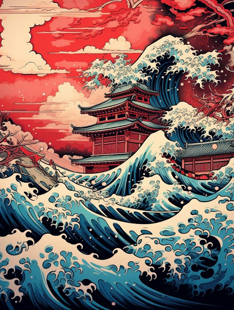Tsunami Waves Japanese Illustration 6