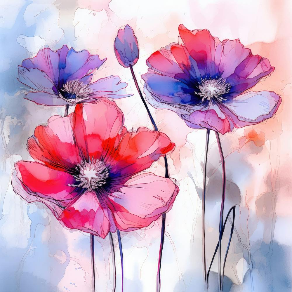 Watercolor Poppies
