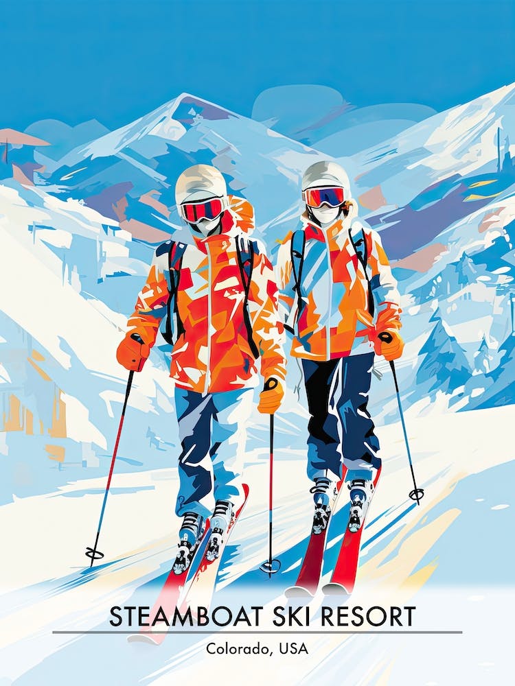Steamboat Ski Resort   Colorado Usa, Ski Resort Poster Illustration 3