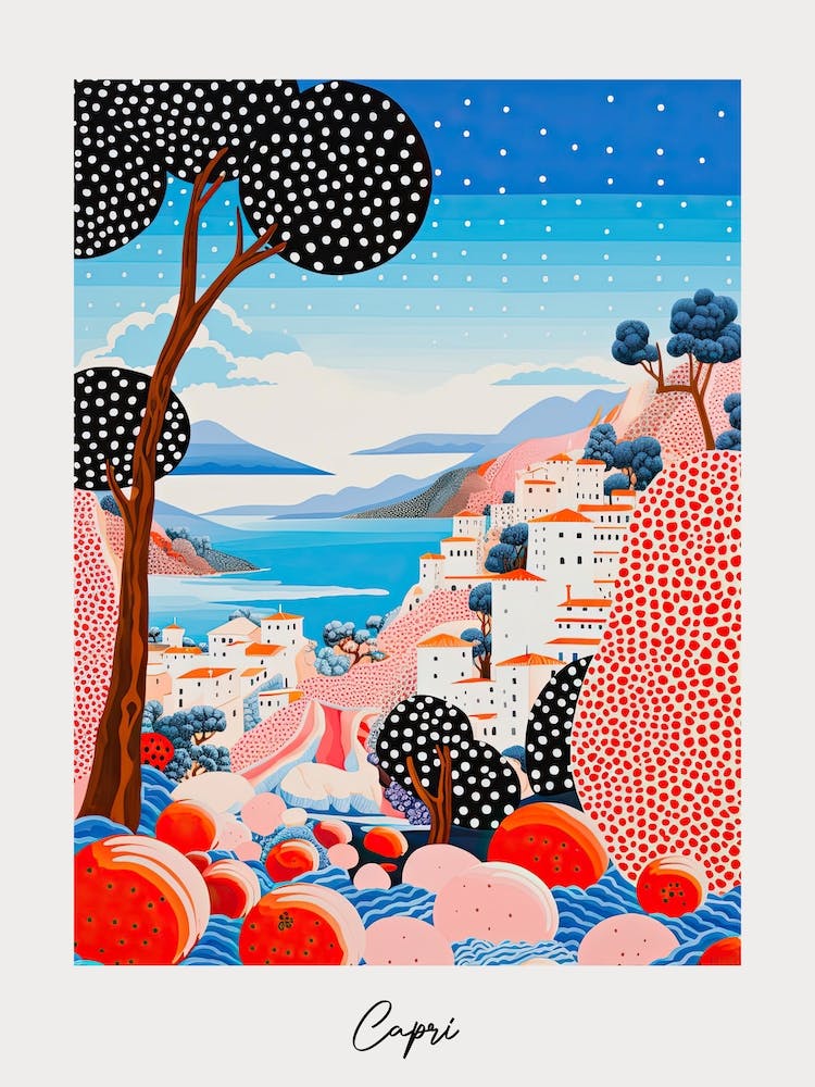 Poster Of Capri, Italy, Illustration In The Style Of Pop Art 1