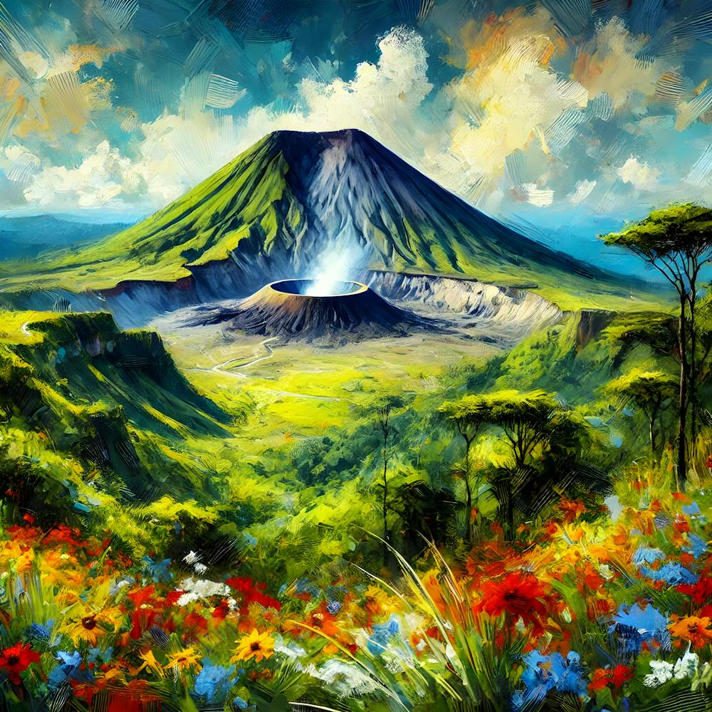 El Boquerón Volcano Vibrant Semiabstract Wall Art Of El Salvador