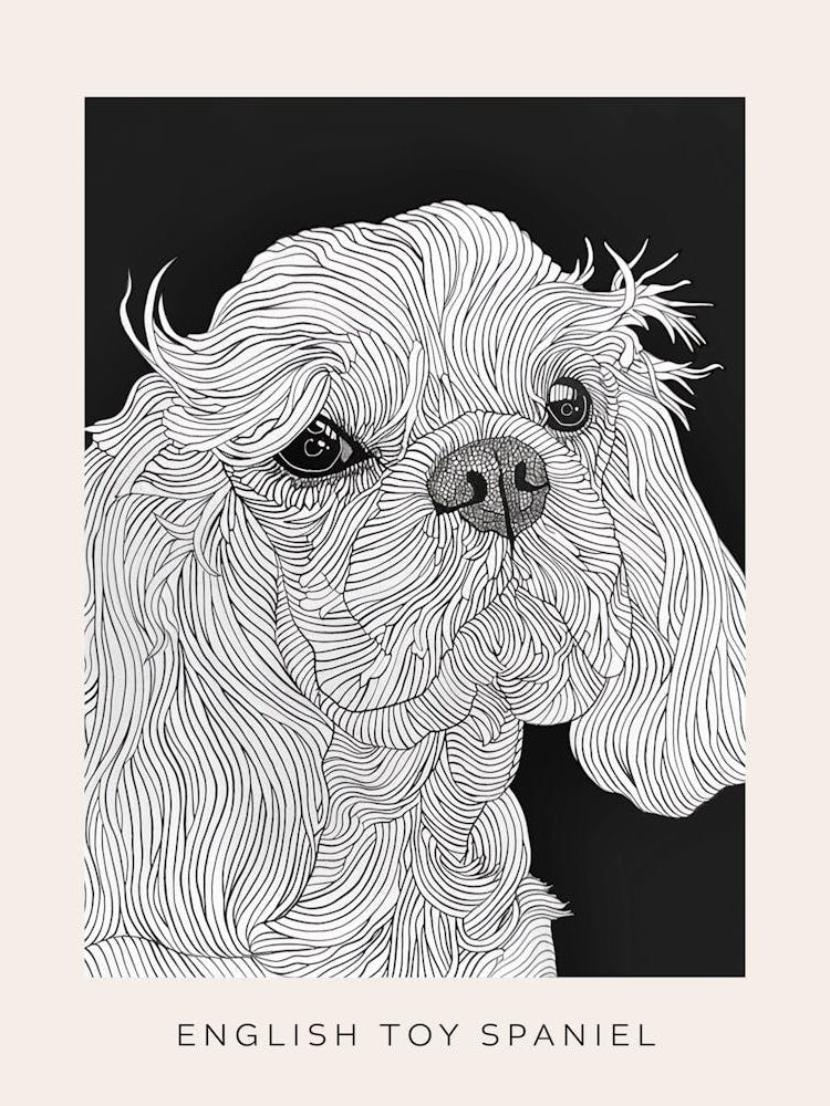 English Toy Spaniel Dog Line Sketch 2 Poster