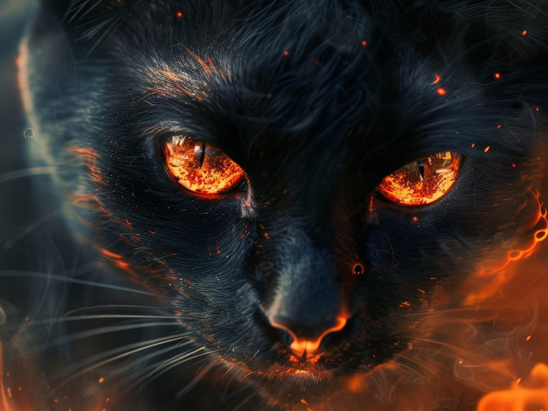 Black Cat With Flames 1
