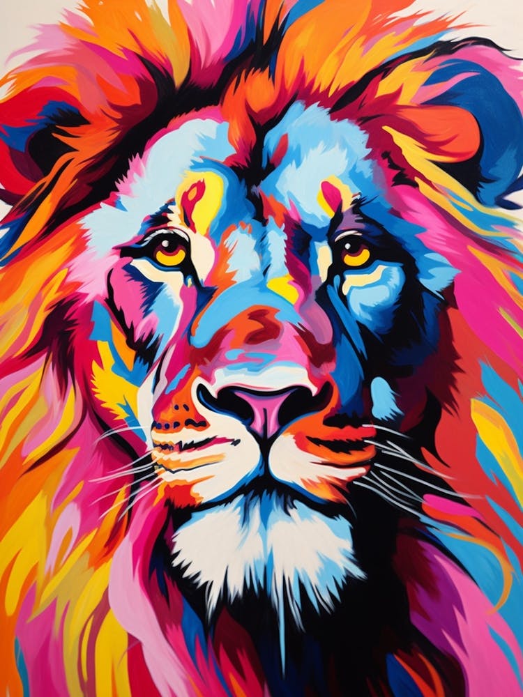 Lion Portrait Pop Art Pink 2