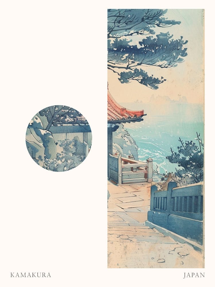 Kamakura Japan 3 Ausgeschnittenes Reiseplakat