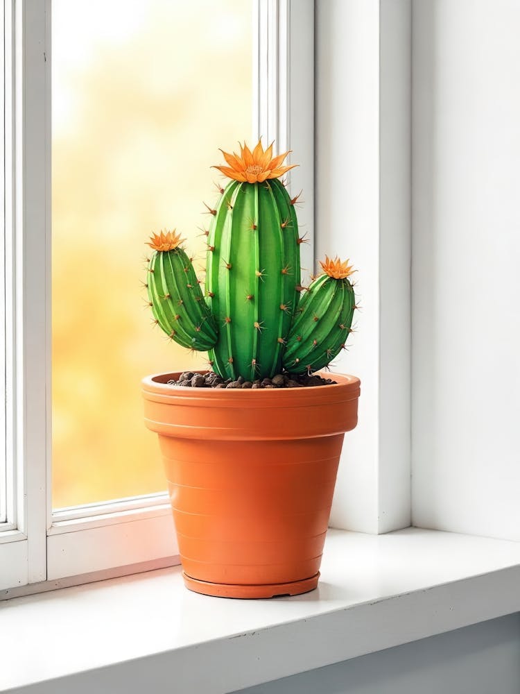 Cactus On Window Sill