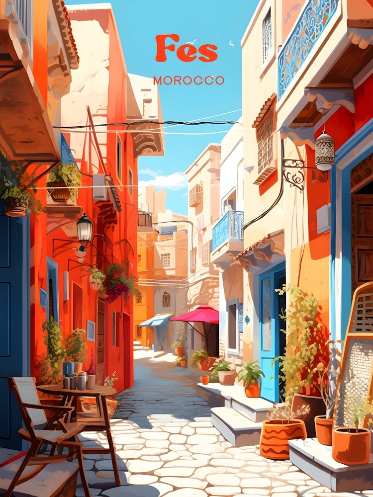 Fes Morocco Streetview Travel Art
