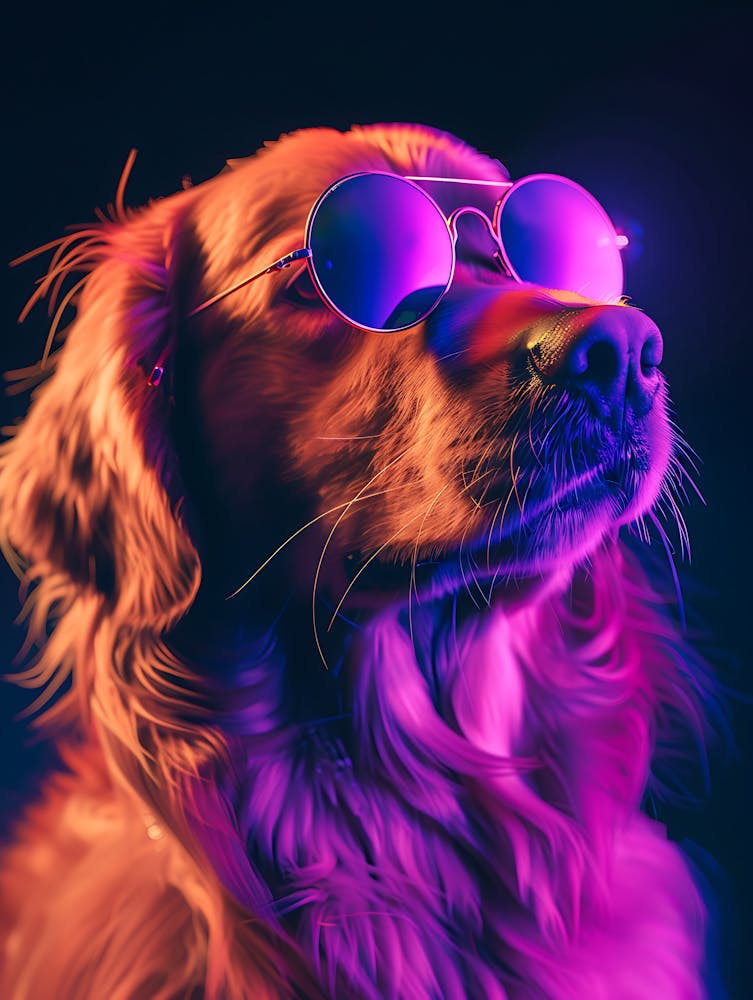 Beautiful Dog Under Neon Lights 8