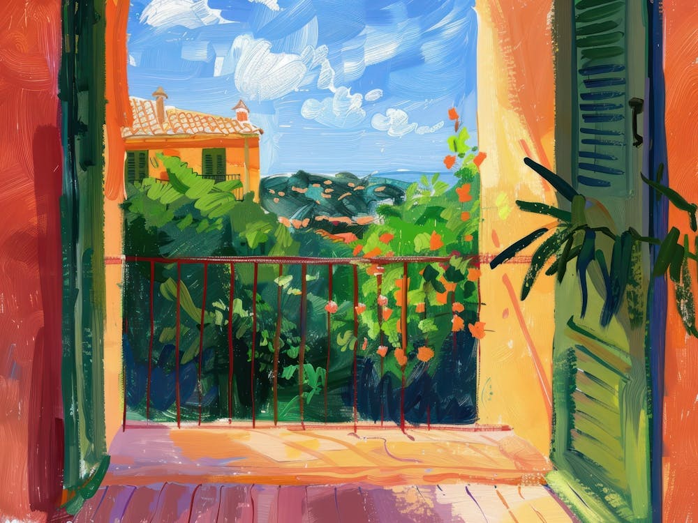 Mallorca From The Window View Painting 3