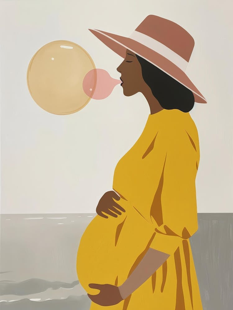 Pregnant Woman Blowing Bubbles