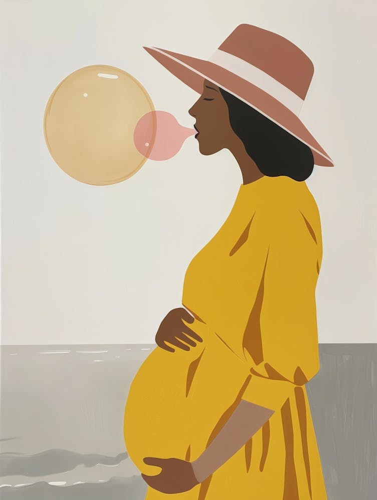 Pregnant Woman Blowing Bubbles