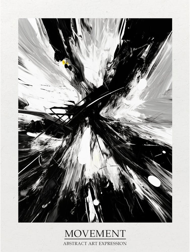 Movement Abstract Black And White 1 Poster
