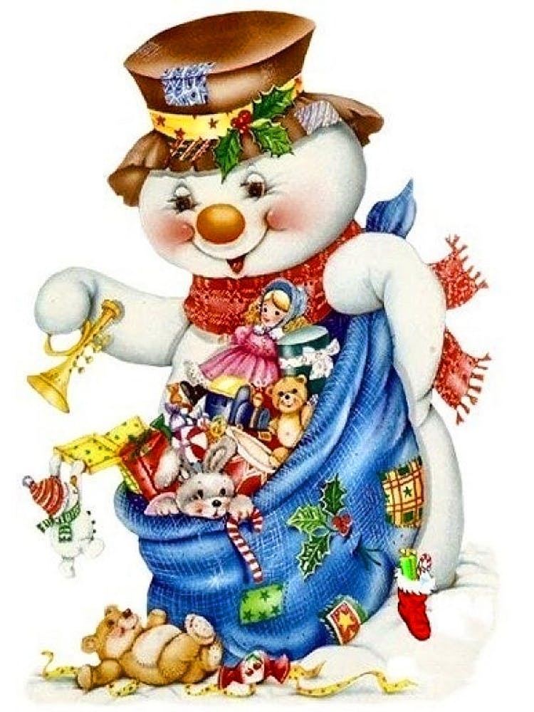 Snowman With Toy Bag