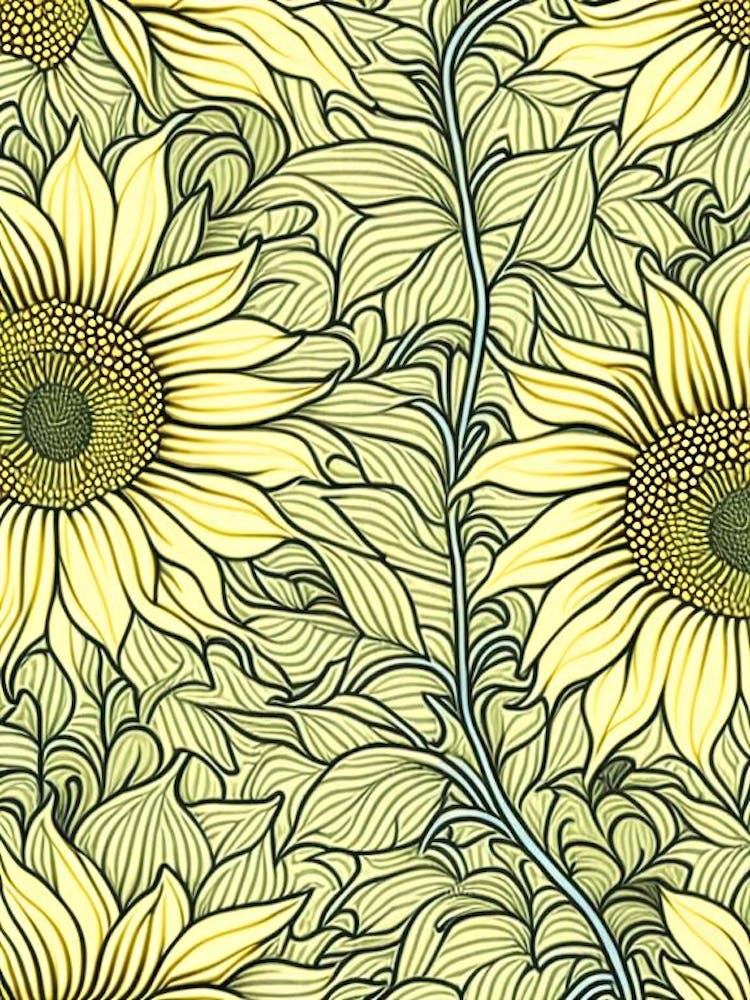 Sonnenblumenblatt William Morris inspiriert
