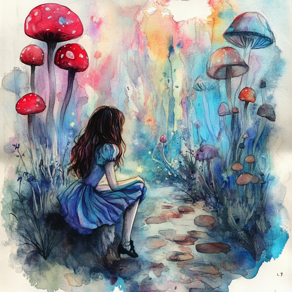 Watercolor Girl in Wonderland 3