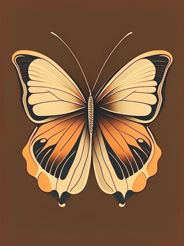 Butterfly Outline Retro Illustration 4