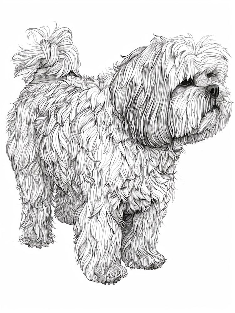 Coton De Tulear Dog Line Sketch 2