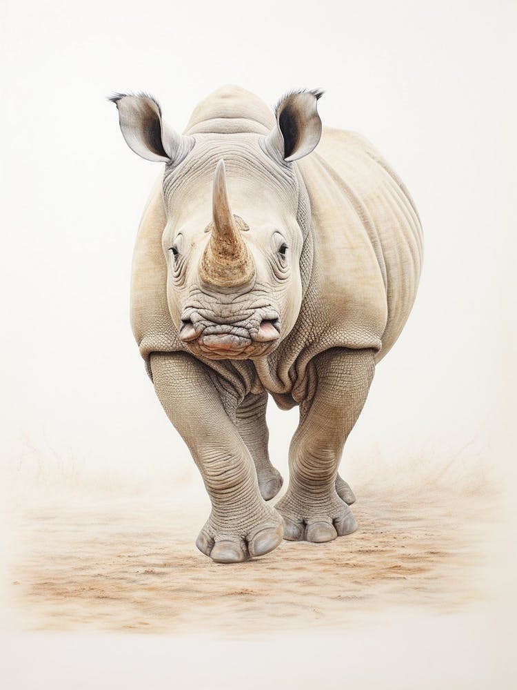 Vintage Rhino Walking Illustration  5
