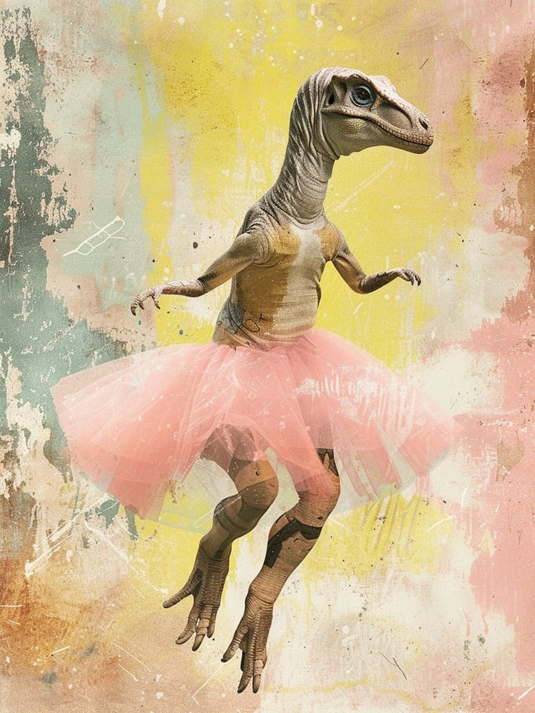 Dinosaur Dancing In A Tutu Pastels 2
