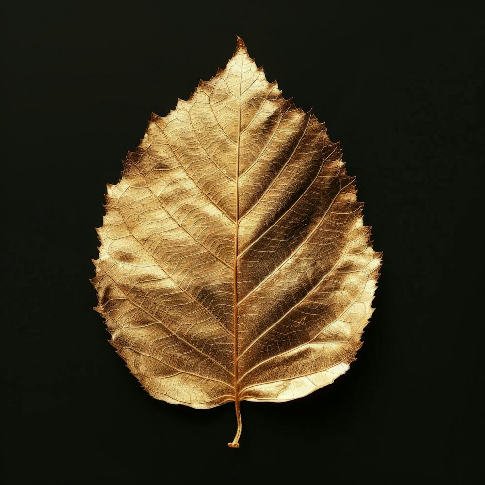 Gold Leaf On Black Background