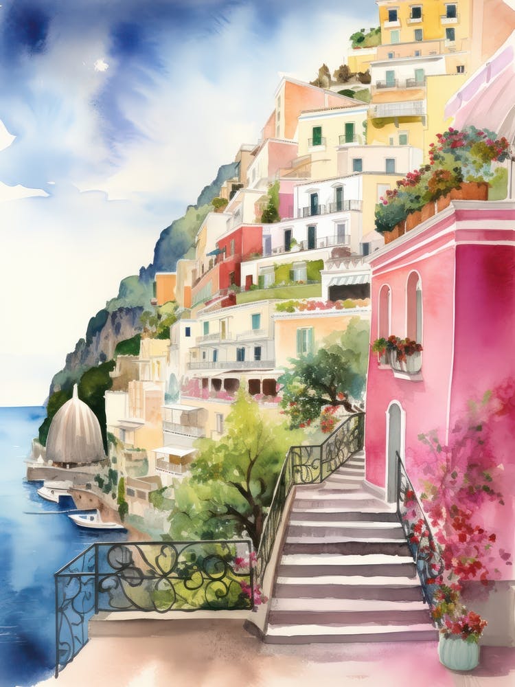 Positano, Italy Watercolour Streets 3