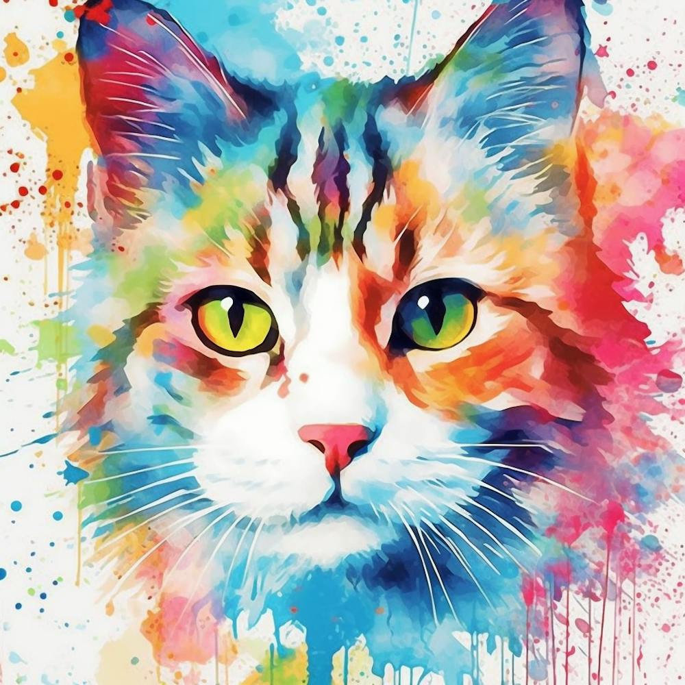 Colorful Cat Painting 1