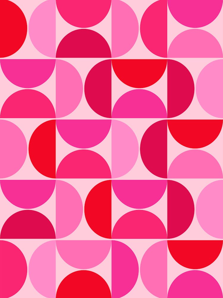 Mid Century Modern Pink And Red