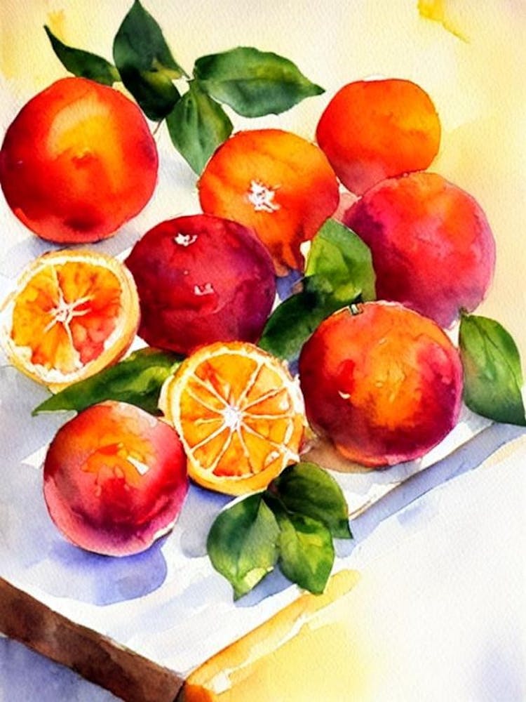 Blood Orange 2 Italian Watercolour fruit