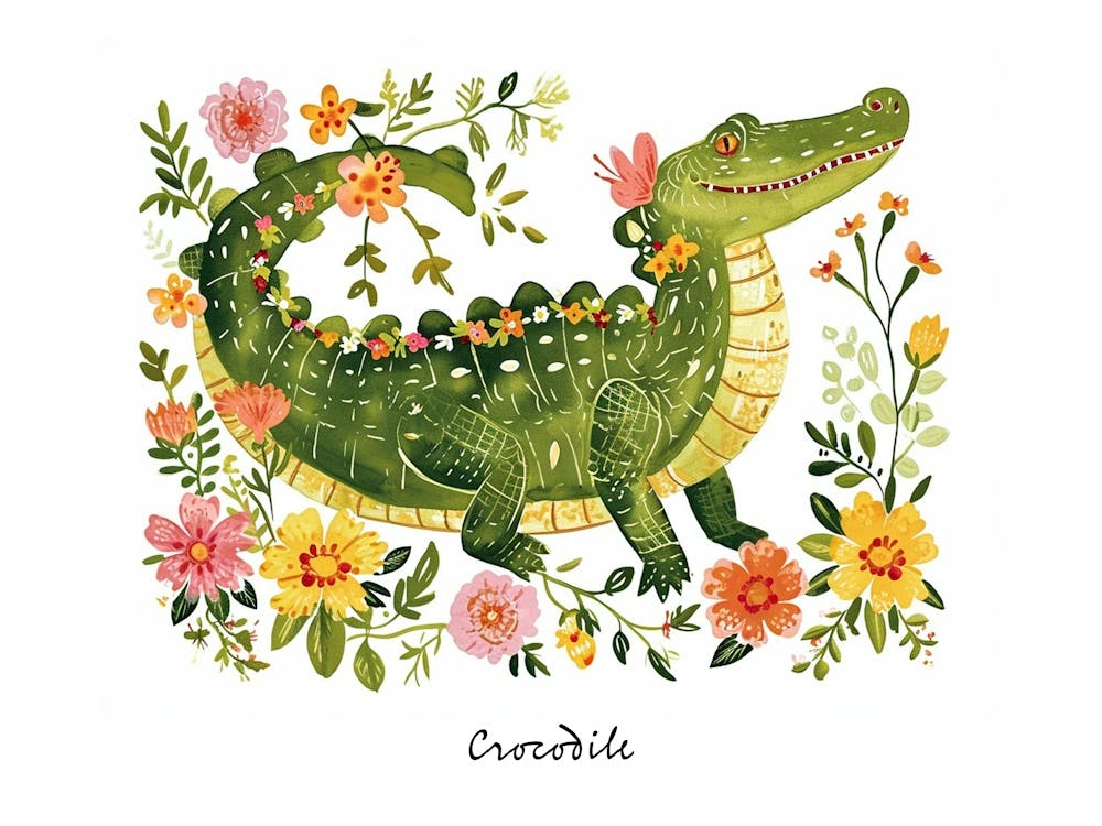 Little Floral Crocodile 5 Poster