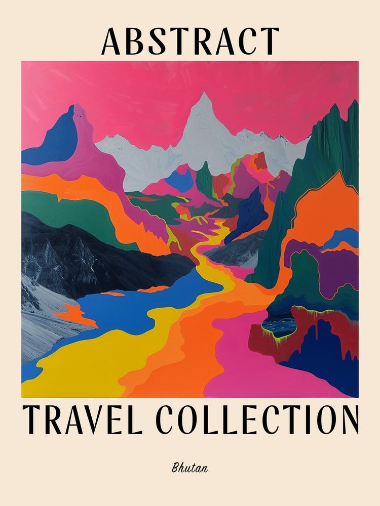 Abstrakte Reise-Kollektion Poster Bhutan 6