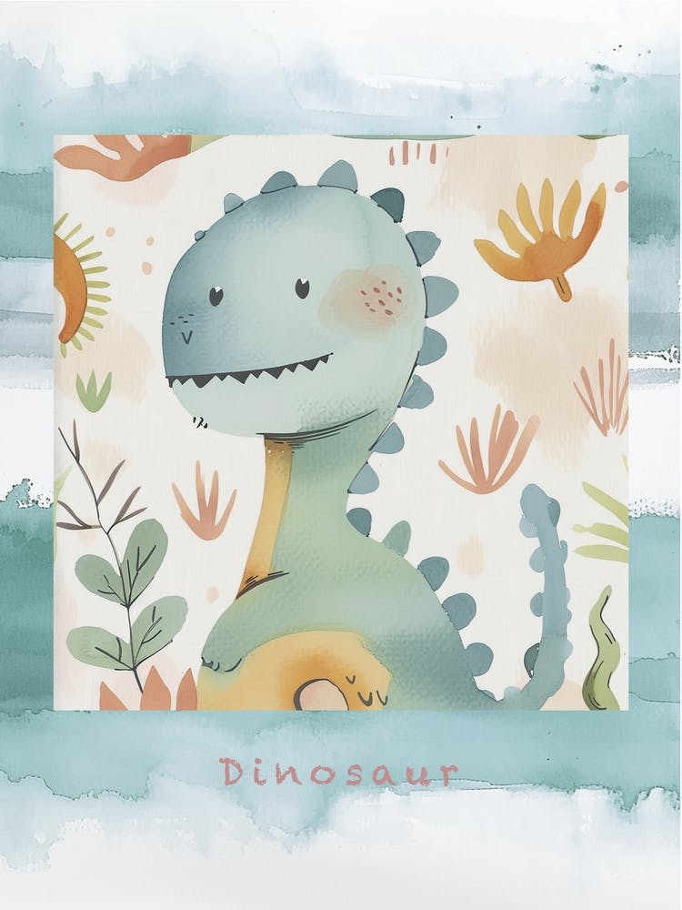 Cute Dinosaur Watercolour Style 2 Poster