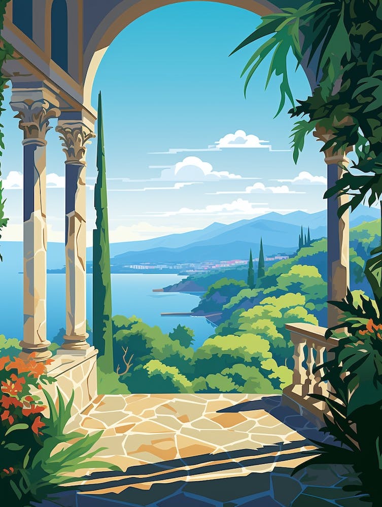 Villa Cimbrone Gardens Italy Illustration 1