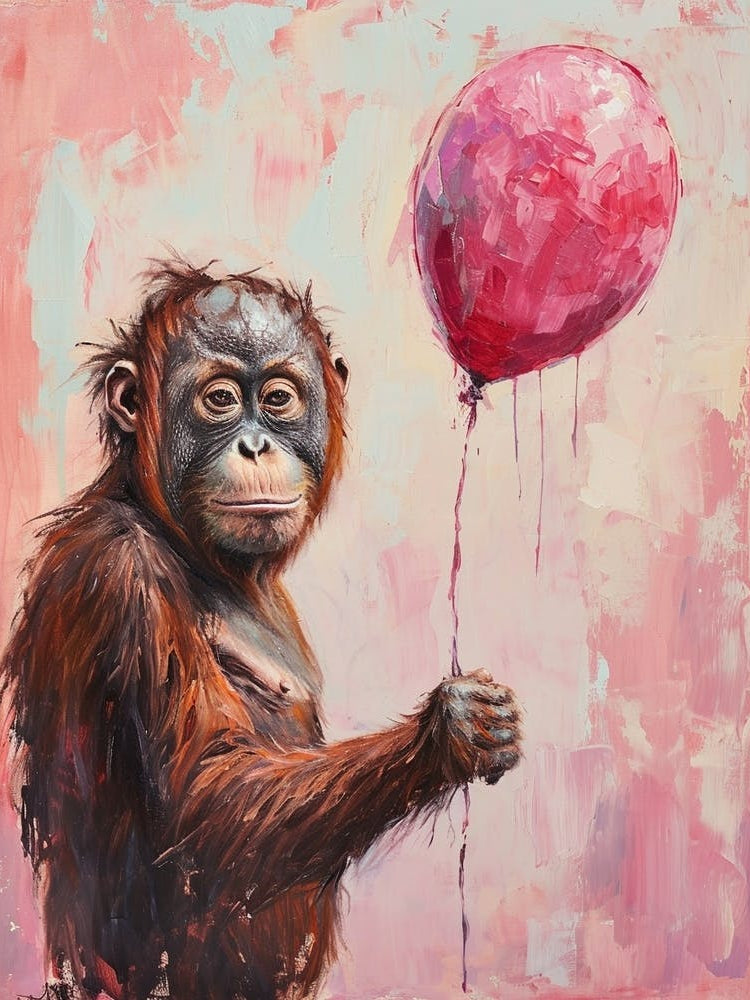 Cute Orangutan 2 With Balloon