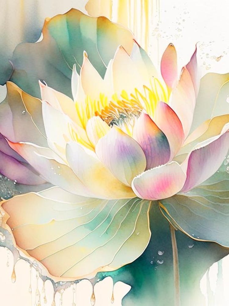 Lotus Flower Pattern Storybook Watercolour 1